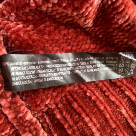 Zara Knit Chenille V-Neck Long Sleeve Oversize Sweater Maroon Red Small (XL Fit) - Picture 6 of 7